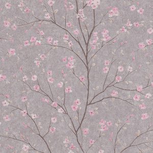 Metropolitan Stories behang bloesem grijs/roze