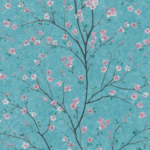 Metropolitan Stories behang bloesem blauw/roze