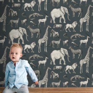 Esta behang bosdieren Jungledieren blauw/grijs 139272