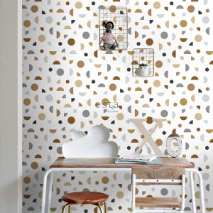 Esta behang Bosdieren grafisch wit/grijs/beige 139278