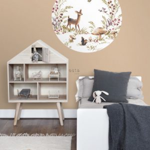 Esta behangcirkel  bosdieren met hertje groen/bruin 159074