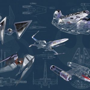 Komar fotobehang DX8-077 Star Wars Blueprint Dark