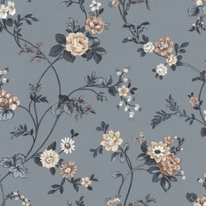 Petite Fleur behang met bloemetjes blauw