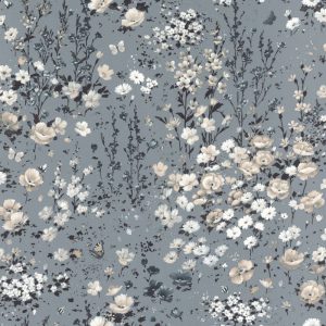 Petite Fleur behang met bloemetjes blauw