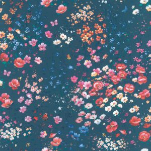 Petite Fleur behang met bloemetjes blauw