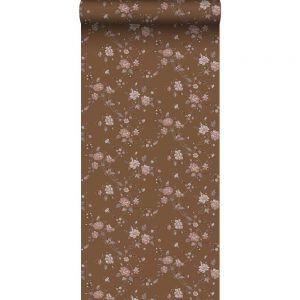 Esta behang Vintage met bloemetjes roestbruin/roze 139286