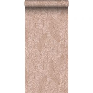 Esta behang  met bladeren terracotta roze 139353