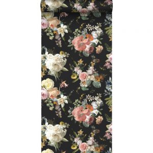 Esta behang Vintage flowers bloemen zwart roze 139368