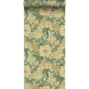 Esta behang Vintage flowers bloemen groen/beige/okergeel 139379
