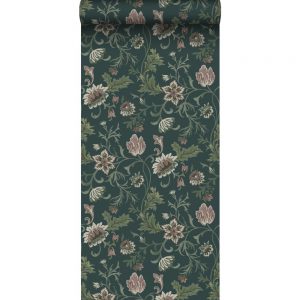 Esta behang Vintage flowers bloemen anthraciet grijs/groen 139415