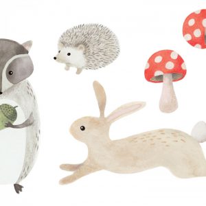 Sticker Animals forest/konijn/paddestoel