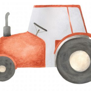 Sticker met Tractor rood