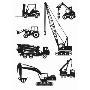 Esta muursticker bosdieren voertuigen zwart 156107