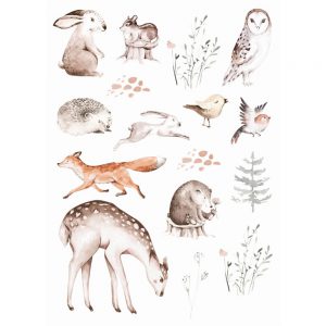 Esta muursticker bosdieren bruin 156103