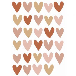 Esta muursticker hartjes terracotta roze 156112