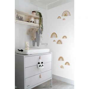 Esta muursticker bosdieren  met regenboogjes terracotta roze 156113