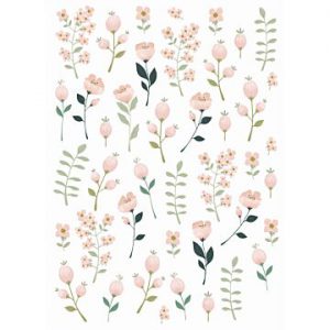 Esta muursticker bosdieren met bloemen roze 156114