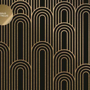 Kek behang Golden Lines geometrische lijnen goud