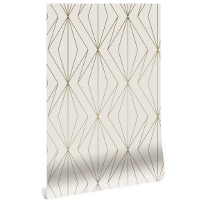 Kek behang Golden Lines geometrische lijnen goud/zand