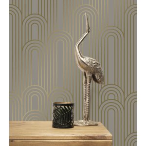 Kek behang Golden Lines geometrische lijnen goud/taupe