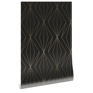 Kek behang Golden Lines geometrische lijnen goud/ zwart