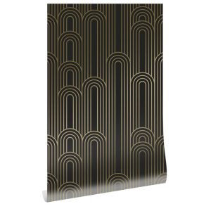 Kek behang Golden Lines geometrische lijnen goud/zwart
