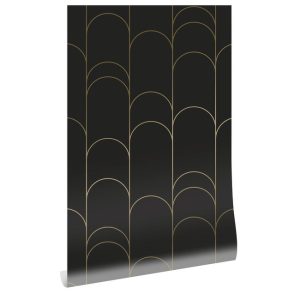 Kek behang Golden Lines geometrische lijnen goud/zwart