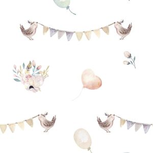 Kids Walls behang met vlag/ballon/vogeltjes