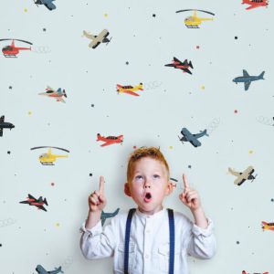 Kids Walls behang vliegtuig/helicopter