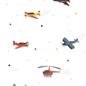Kids Walls behang met vliegtuig en helicopter