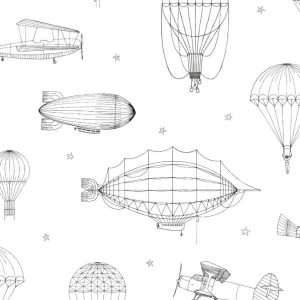 Kids Walls behang met zeppelin/parchute