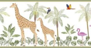 Kids Walls behangrandje Jungel giraf zebra flamingo