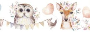 Kids Walls behangrandje met uil/bosdieren