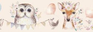 Kids Walls behangrand met uil/bosdieren