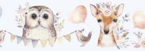 Kids Walls behangrand met uiltjes/bosdieren