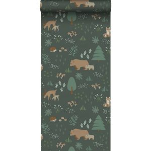 Esta behang Forest Friends met bomen en beer 139249