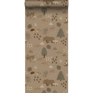 Esta behang Forest Friends met beer en bomen 139410
