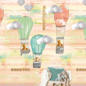 Wanna haves behang beertje in luchtballon