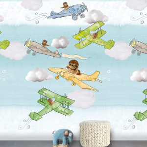 Wanna haves behang beertje en vliegtuig