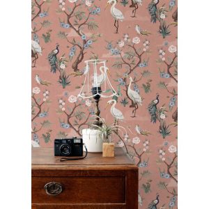 Esta behang vintage flowers kraanvogels  139708