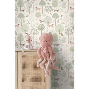 Esta behang met hondjes mint/wit 139709