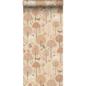 Esta behang met hondjes terracotta 139711