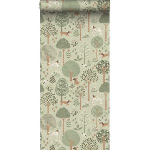 Esta behang met hondjes mintgroen 139712