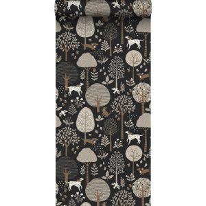 Esta behang met hondjes zwart 139714