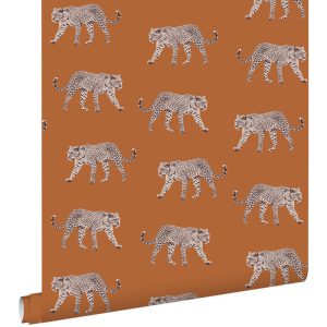 Esta behang met panters wit en beige 139178