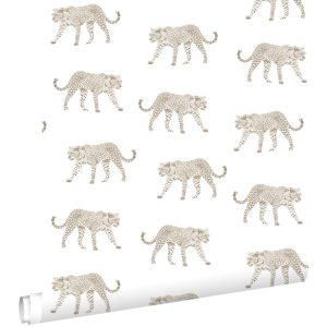 Esta behang met panters wit en beige 139775