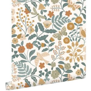 Esta behang met vogels en bloemen en vlinders 139865