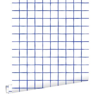 Esta behang met blokjes blauw wit 131274