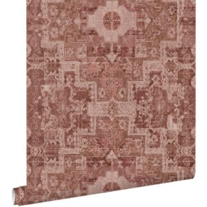 Esta behang Oosters Kelim tapijt donker terracotta roze 131364