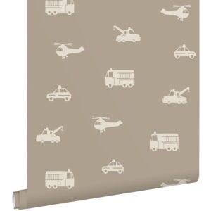 Esta behang met brandweer/auto/helikopter/kranen 131399